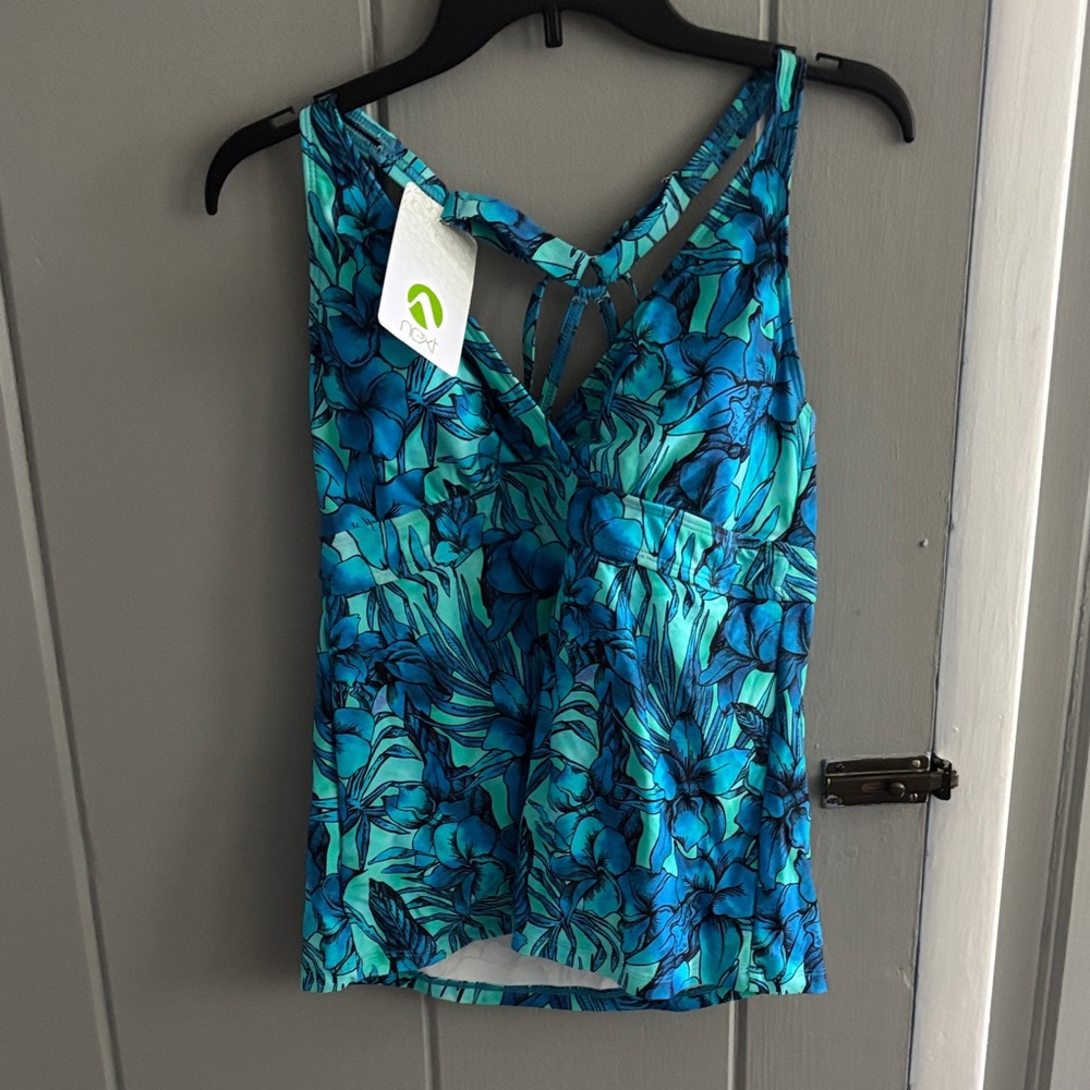 next Blue Teal Floral Tankini Top